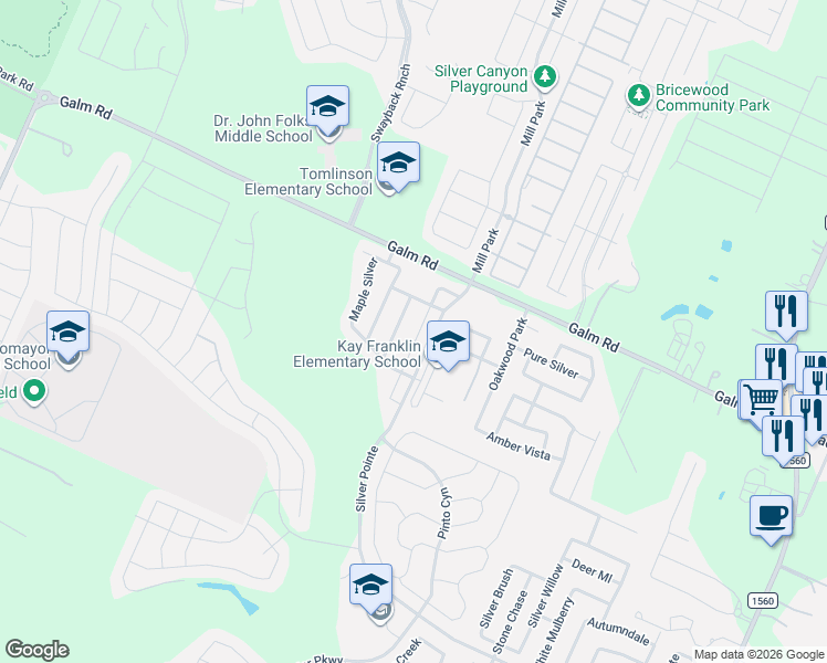 map of restaurants, bars, coffee shops, grocery stores, and more near 9247 Silver Vista in San Antonio