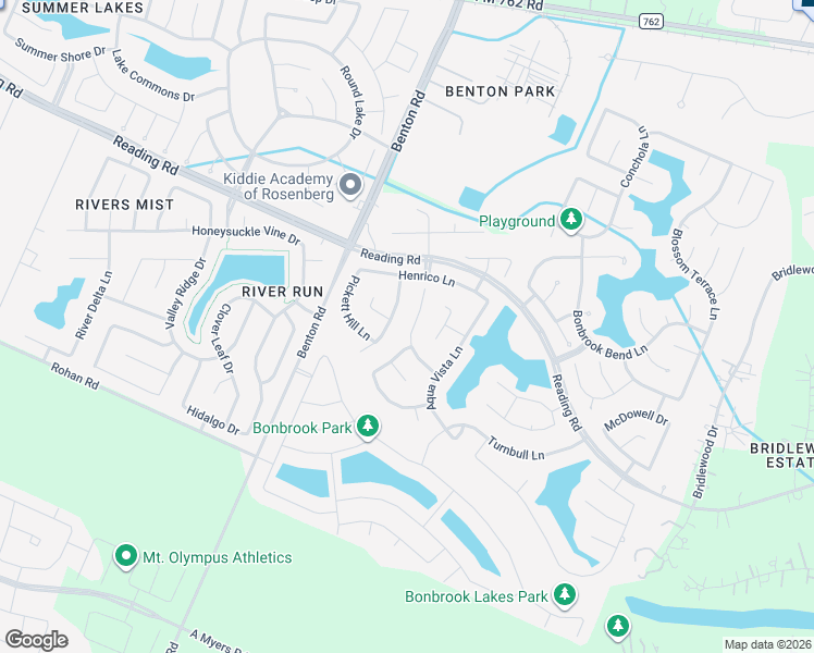 map of restaurants, bars, coffee shops, grocery stores, and more near 8810 Rocky Knoll Lane in Rosenberg
