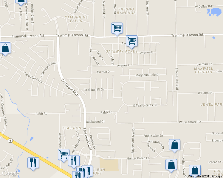 map of restaurants, bars, coffee shops, grocery stores, and more near 2518 Teal Run Place in Fresno