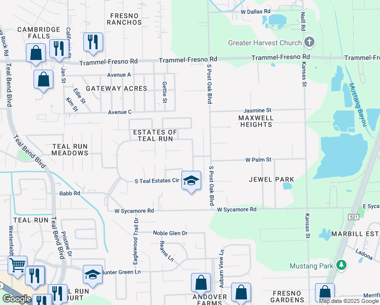 map of restaurants, bars, coffee shops, grocery stores, and more near 1011 Sapling Crest Court in Fresno