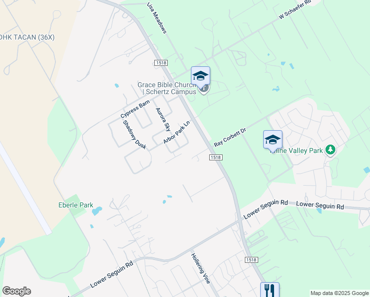 map of restaurants, bars, coffee shops, grocery stores, and more near 11644 Northern Star in Schertz