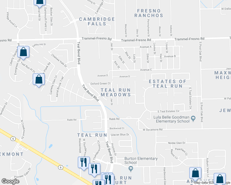 map of restaurants, bars, coffee shops, grocery stores, and more near 3942 Teal Run Place Court in Fresno