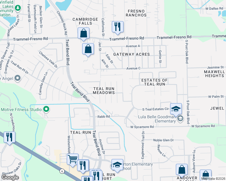 map of restaurants, bars, coffee shops, grocery stores, and more near 4003 Teal Vista Court in Fresno
