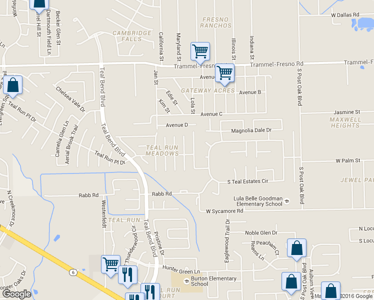 map of restaurants, bars, coffee shops, grocery stores, and more near 3943 Teal Vista Court in Fresno