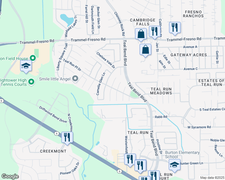 map of restaurants, bars, coffee shops, grocery stores, and more near 4007 Elm Stream Court in Fresno