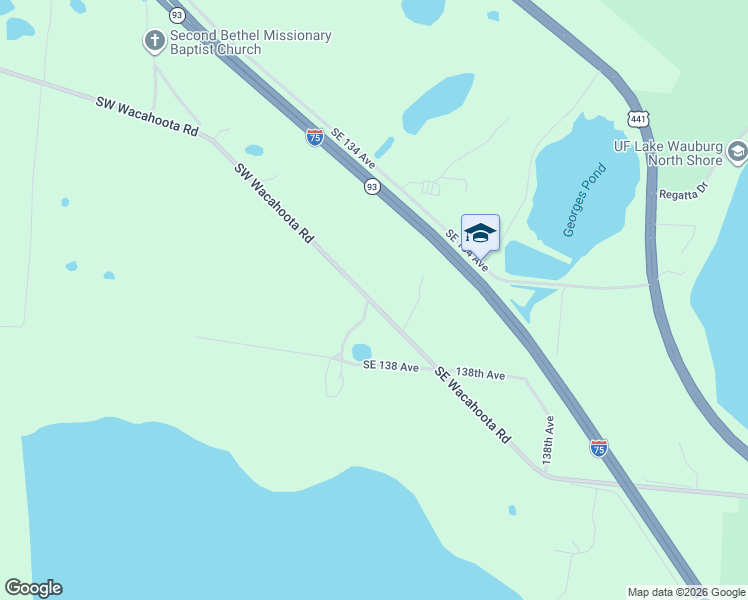 map of restaurants, bars, coffee shops, grocery stores, and more near 113 Southwest Wacahoota Road in Micanopy