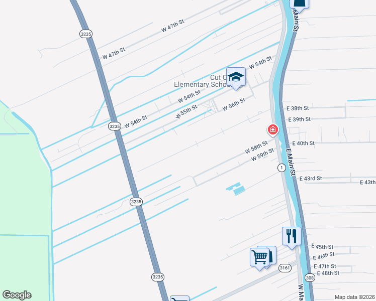 map of restaurants, bars, coffee shops, grocery stores, and more near 303 West 57th Street in Cut Off