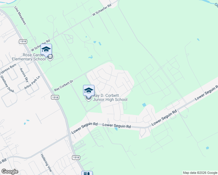 map of restaurants, bars, coffee shops, grocery stores, and more near 12218 Bening Valley in Schertz