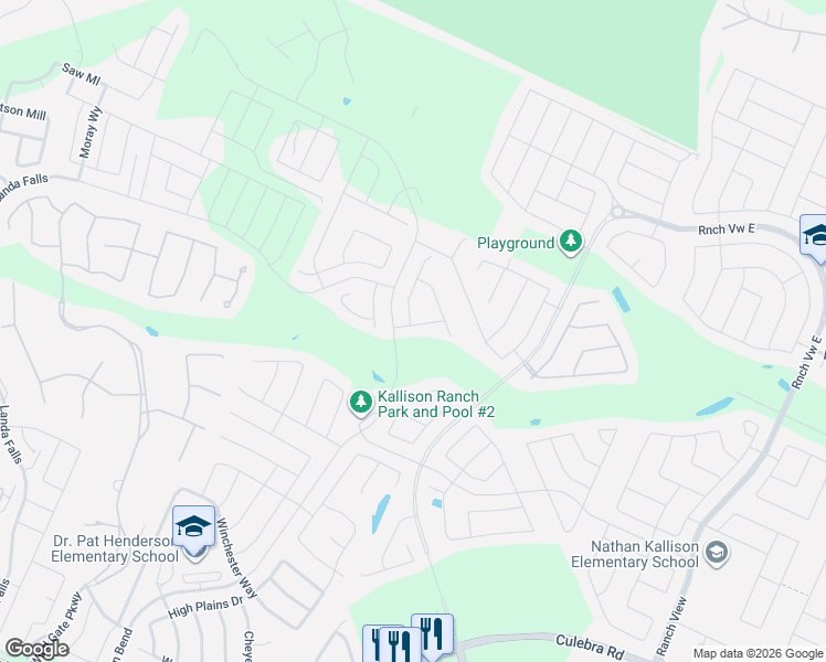 map of restaurants, bars, coffee shops, grocery stores, and more near 14083-14259 Kallison Ln in San Antonio