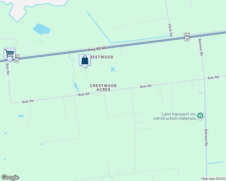 map of restaurants, bars, coffee shops, grocery stores, and more near 14055 Buls Road in East Bernard