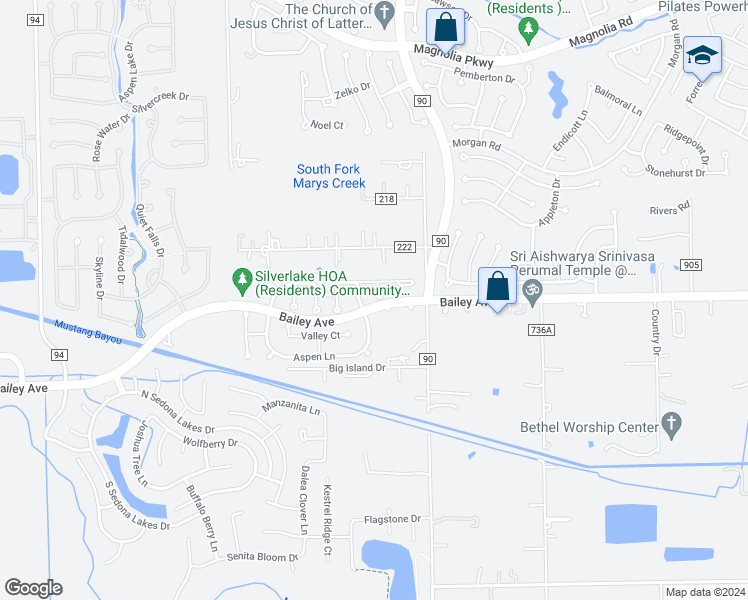 map of restaurants, bars, coffee shops, grocery stores, and more near 3614 Kilgore Court in Manvel