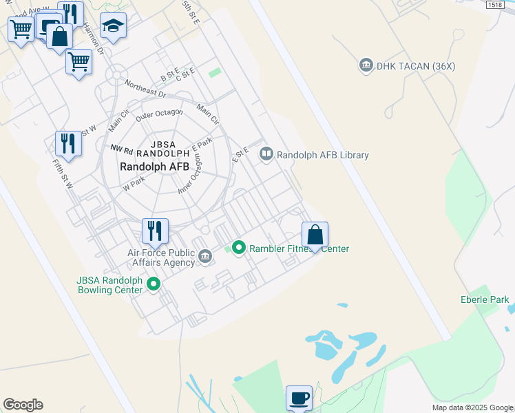 map of restaurants, bars, coffee shops, grocery stores, and more near 18 4th Street East in Universal City