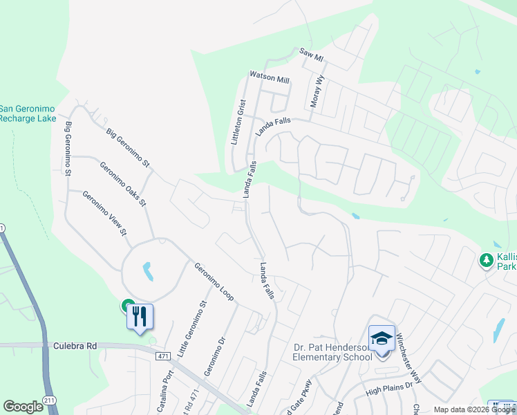 map of restaurants, bars, coffee shops, grocery stores, and more near 14907 Circle Carl in San Antonio