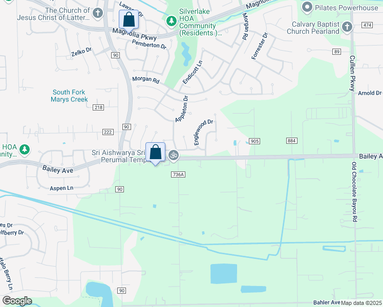 map of restaurants, bars, coffee shops, grocery stores, and more near 3806 Glenhill Dr in Pearland