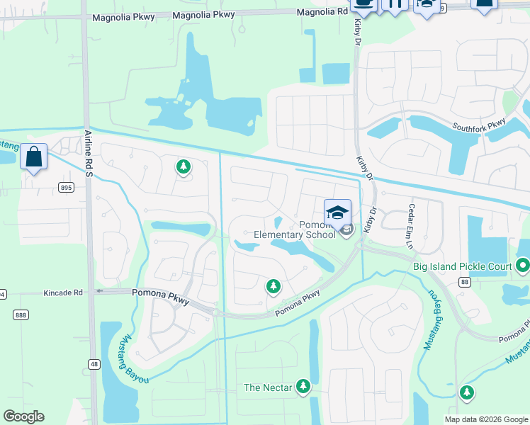map of restaurants, bars, coffee shops, grocery stores, and more near 4512 Mesquite Terrace Drive in Arcola