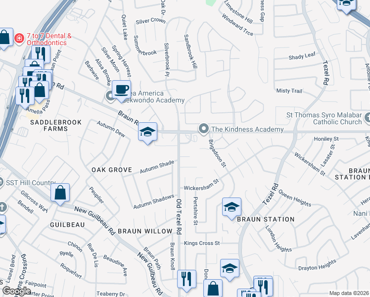 map of restaurants, bars, coffee shops, grocery stores, and more near 9314 Ryder Road in San Antonio