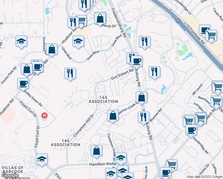 map of restaurants, bars, coffee shops, grocery stores, and more near 4902 Gus Eckert Road in San Antonio