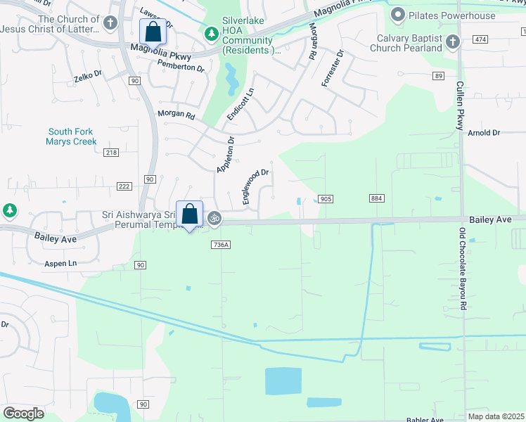 map of restaurants, bars, coffee shops, grocery stores, and more near 3619 Kennedy Dr in Pearland