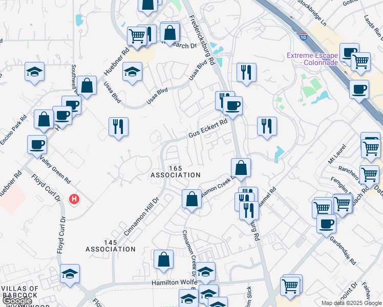map of restaurants, bars, coffee shops, grocery stores, and more near 4902 Gus Eckert Road in San Antonio
