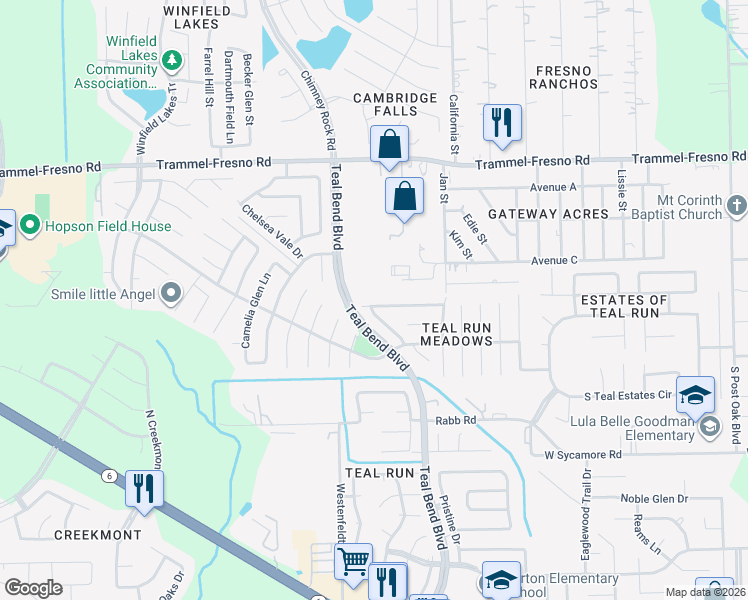 map of restaurants, bars, coffee shops, grocery stores, and more near 1842 Oxford Green Court in Fresno