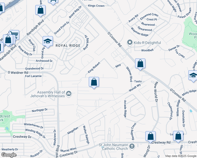 map of restaurants, bars, coffee shops, grocery stores, and more near 6391 Granberry in San Antonio