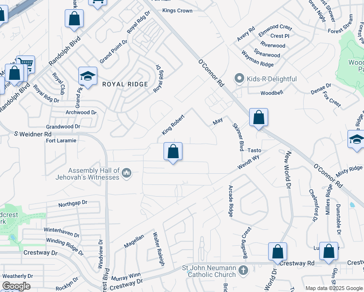 map of restaurants, bars, coffee shops, grocery stores, and more near 6391 Granberry in San Antonio
