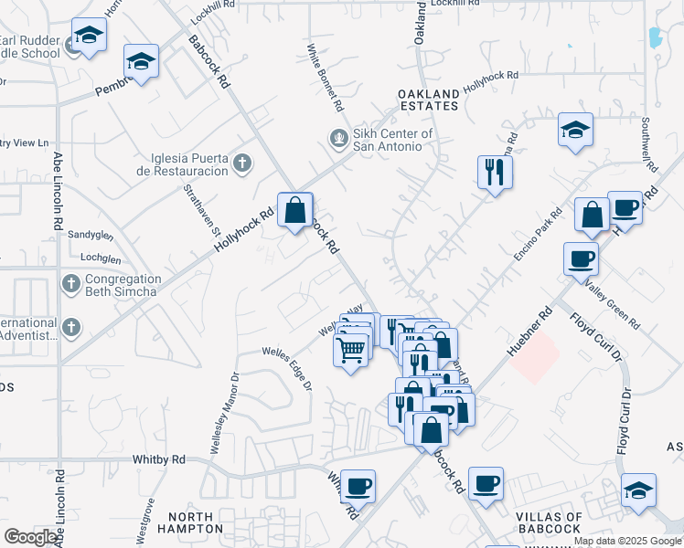 map of restaurants, bars, coffee shops, grocery stores, and more near 6006 Loch Maree in San Antonio