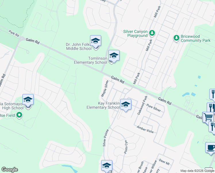 map of restaurants, bars, coffee shops, grocery stores, and more near 9354 Maple Silver in San Antonio