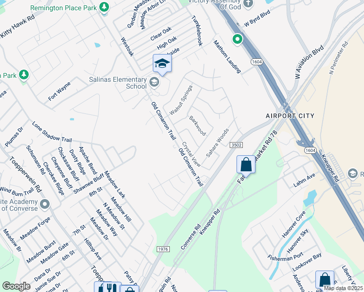 map of restaurants, bars, coffee shops, grocery stores, and more near 10155 Old Cimarron Trail in Universal City