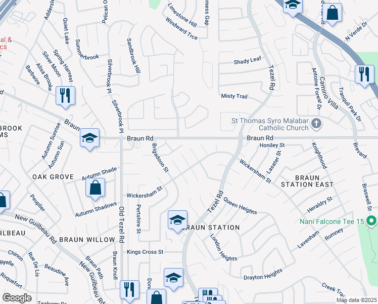 map of restaurants, bars, coffee shops, grocery stores, and more near 9306 Beowulf Street in San Antonio