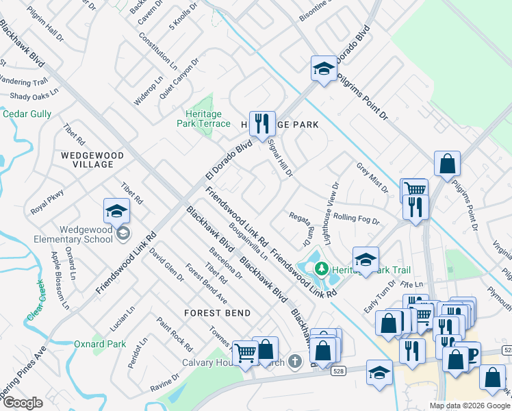 map of restaurants, bars, coffee shops, grocery stores, and more near 3510 Running Tide in Friendswood