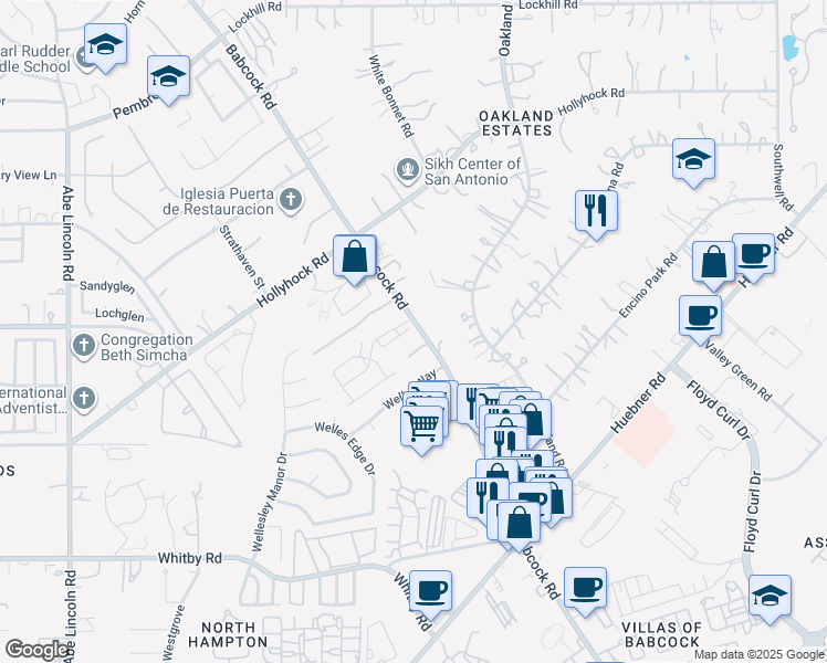 map of restaurants, bars, coffee shops, grocery stores, and more near 6006 Loch Maree in San Antonio