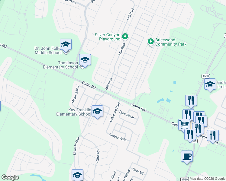 map of restaurants, bars, coffee shops, grocery stores, and more near 15112 Galm Road in San Antonio