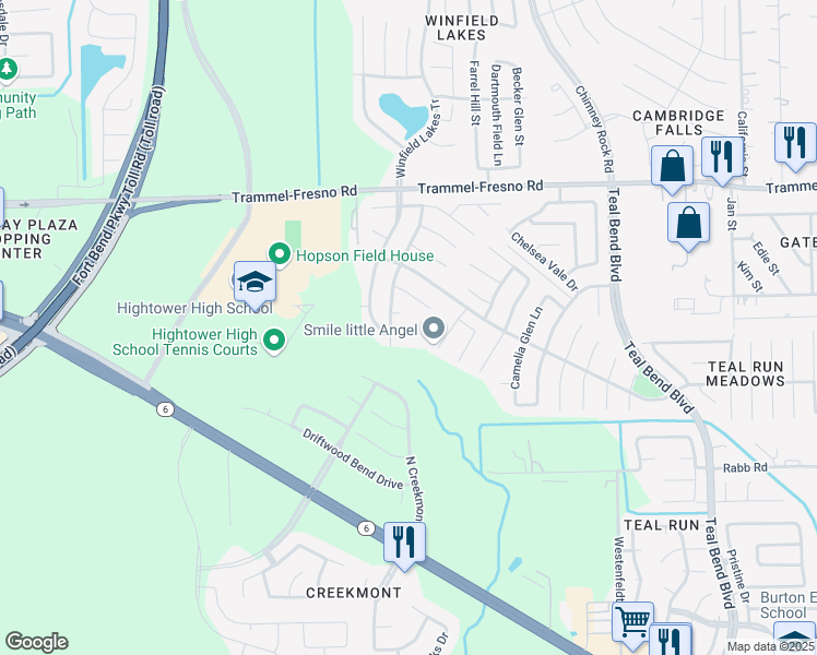 map of restaurants, bars, coffee shops, grocery stores, and more near 3915 Liberty Square Trail in Fresno