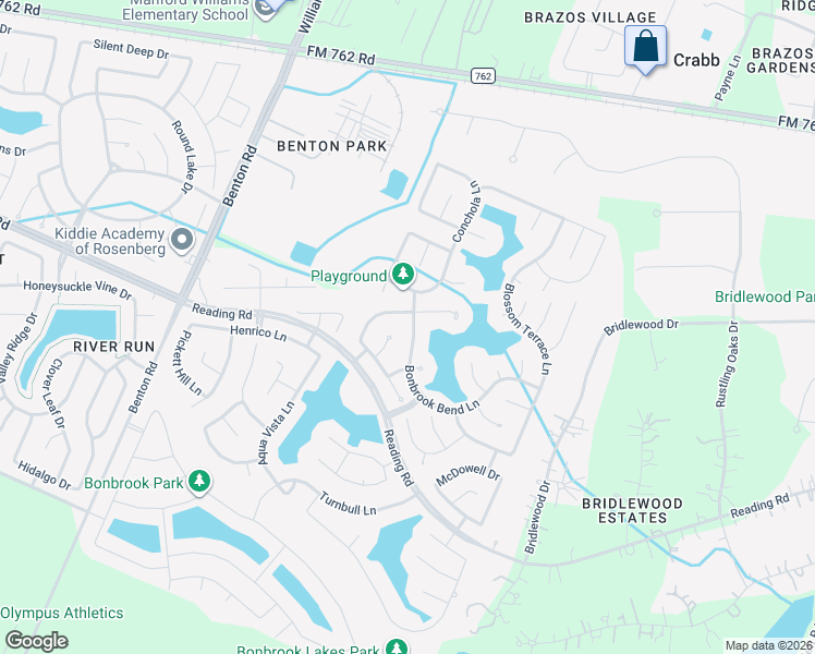 map of restaurants, bars, coffee shops, grocery stores, and more near 9010 Bonbrook Bend Lane in Rosenberg