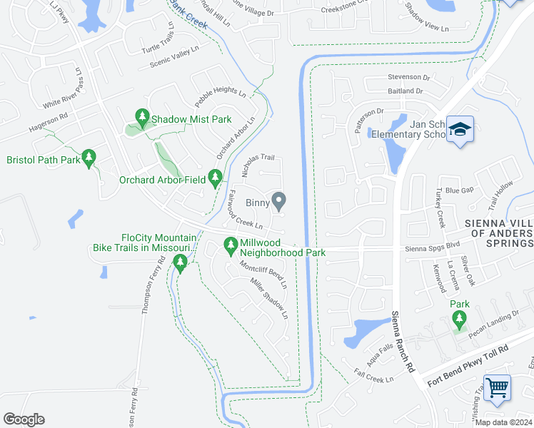 map of restaurants, bars, coffee shops, grocery stores, and more near 4218 Quiet Dawn Lane in Sugar Land