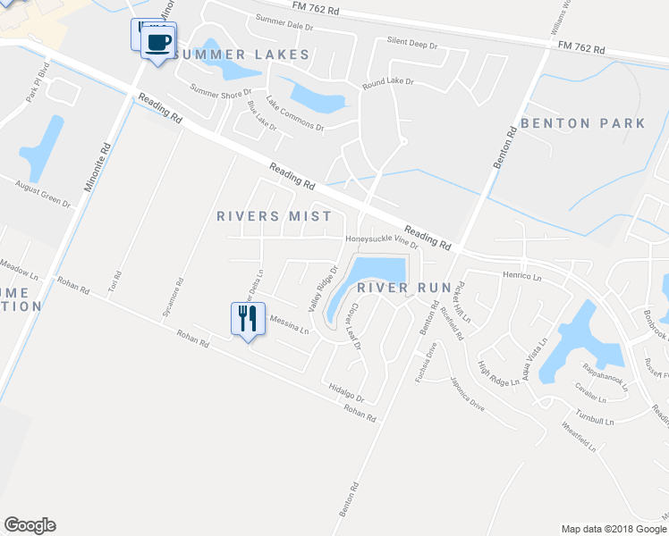 map of restaurants, bars, coffee shops, grocery stores, and more near 743 Valley Ridge Drive in Richmond