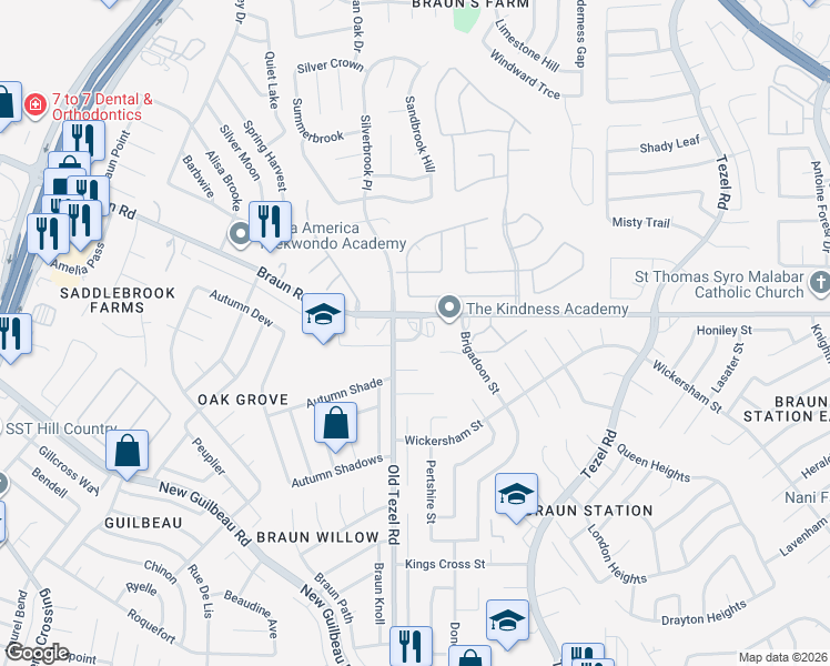map of restaurants, bars, coffee shops, grocery stores, and more near 9314 Ryder Road in San Antonio