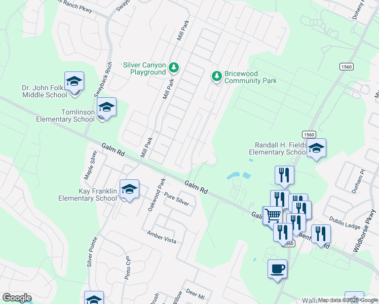 map of restaurants, bars, coffee shops, grocery stores, and more near 9603 Bricewood Post in San Antonio