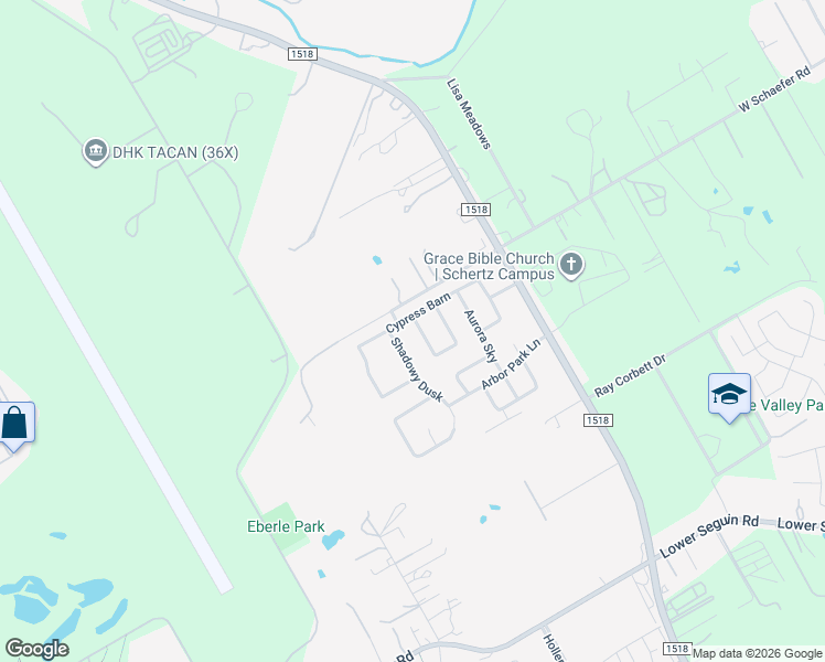 map of restaurants, bars, coffee shops, grocery stores, and more near 11613 Cypress Barn in Schertz