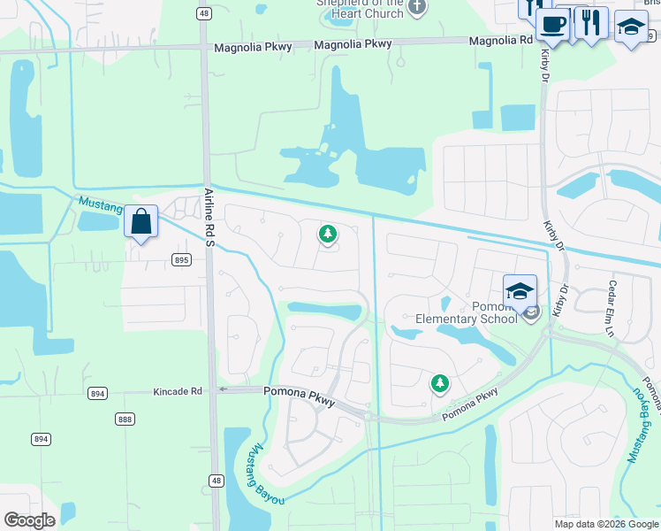 map of restaurants, bars, coffee shops, grocery stores, and more near 4323 Hemlock Grove Lane in Arcola
