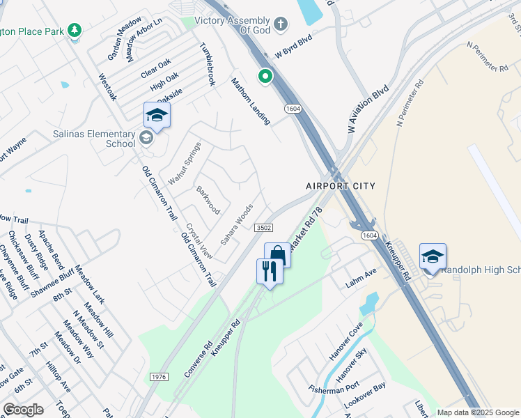 map of restaurants, bars, coffee shops, grocery stores, and more near 9131 Sahara Woods in Universal City