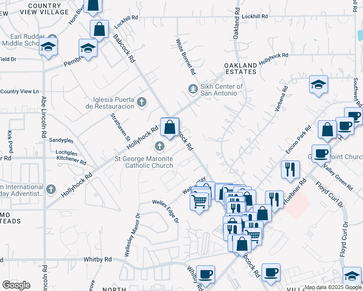 map of restaurants, bars, coffee shops, grocery stores, and more near 9143 Maggie Ct in San Antonio