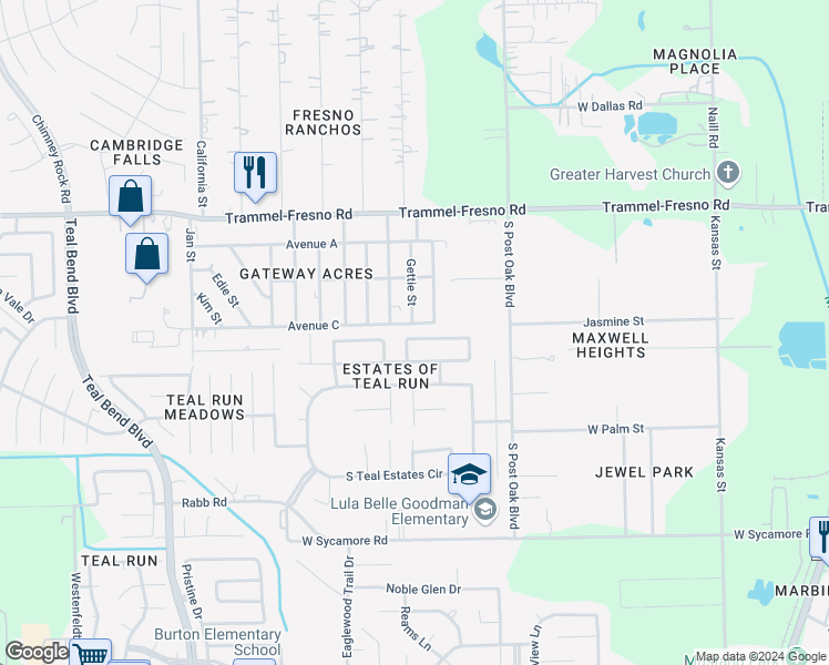 map of restaurants, bars, coffee shops, grocery stores, and more near 1118 North Magnolia Dale Drive in Fresno