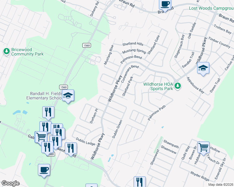 map of restaurants, bars, coffee shops, grocery stores, and more near 11027 Buckskin Bend in San Antonio