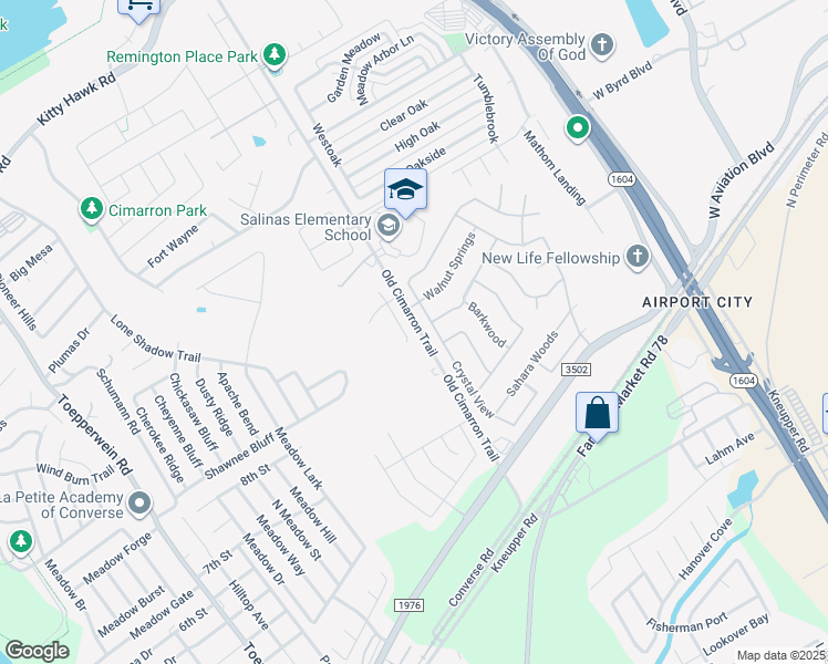 map of restaurants, bars, coffee shops, grocery stores, and more near 10321 Ida Garden Way in Converse