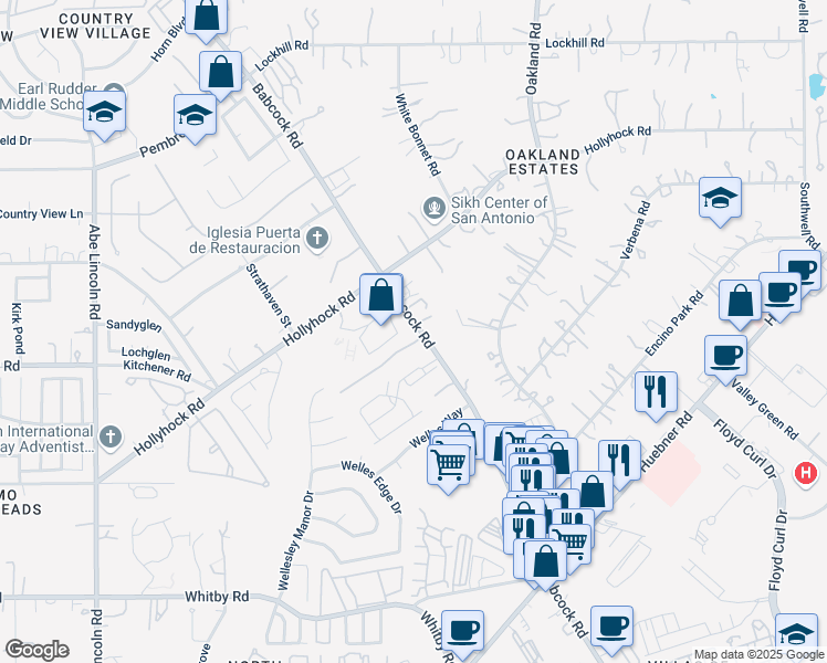 map of restaurants, bars, coffee shops, grocery stores, and more near 9143 Maggie Court in San Antonio