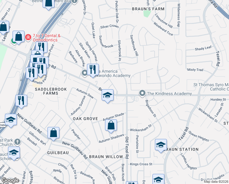 map of restaurants, bars, coffee shops, grocery stores, and more near 6 Lockspring in San Antonio