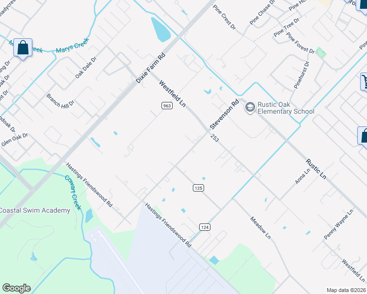 map of restaurants, bars, coffee shops, grocery stores, and more near 2330 County Road 391 in Pearland