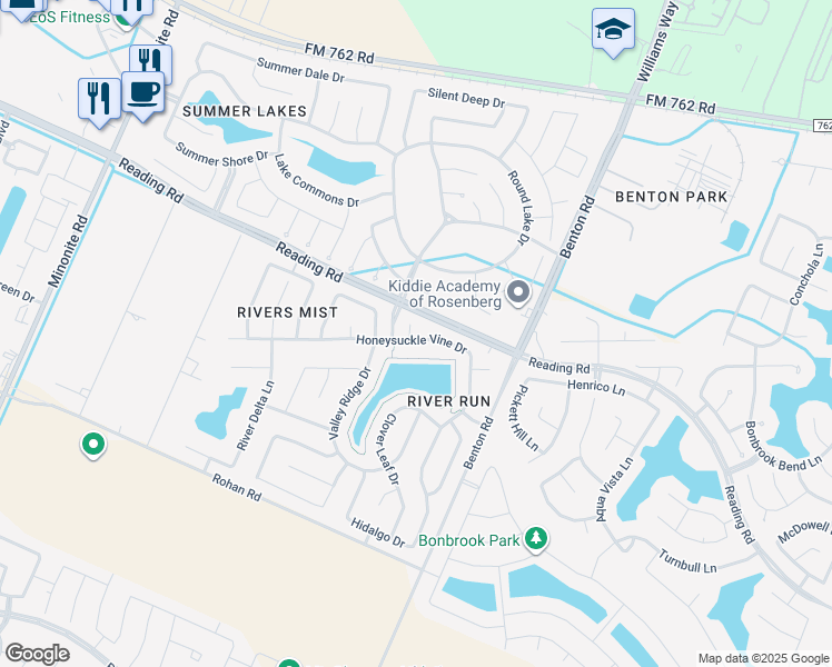 map of restaurants, bars, coffee shops, grocery stores, and more near 615 Daylilly Court in Richmond